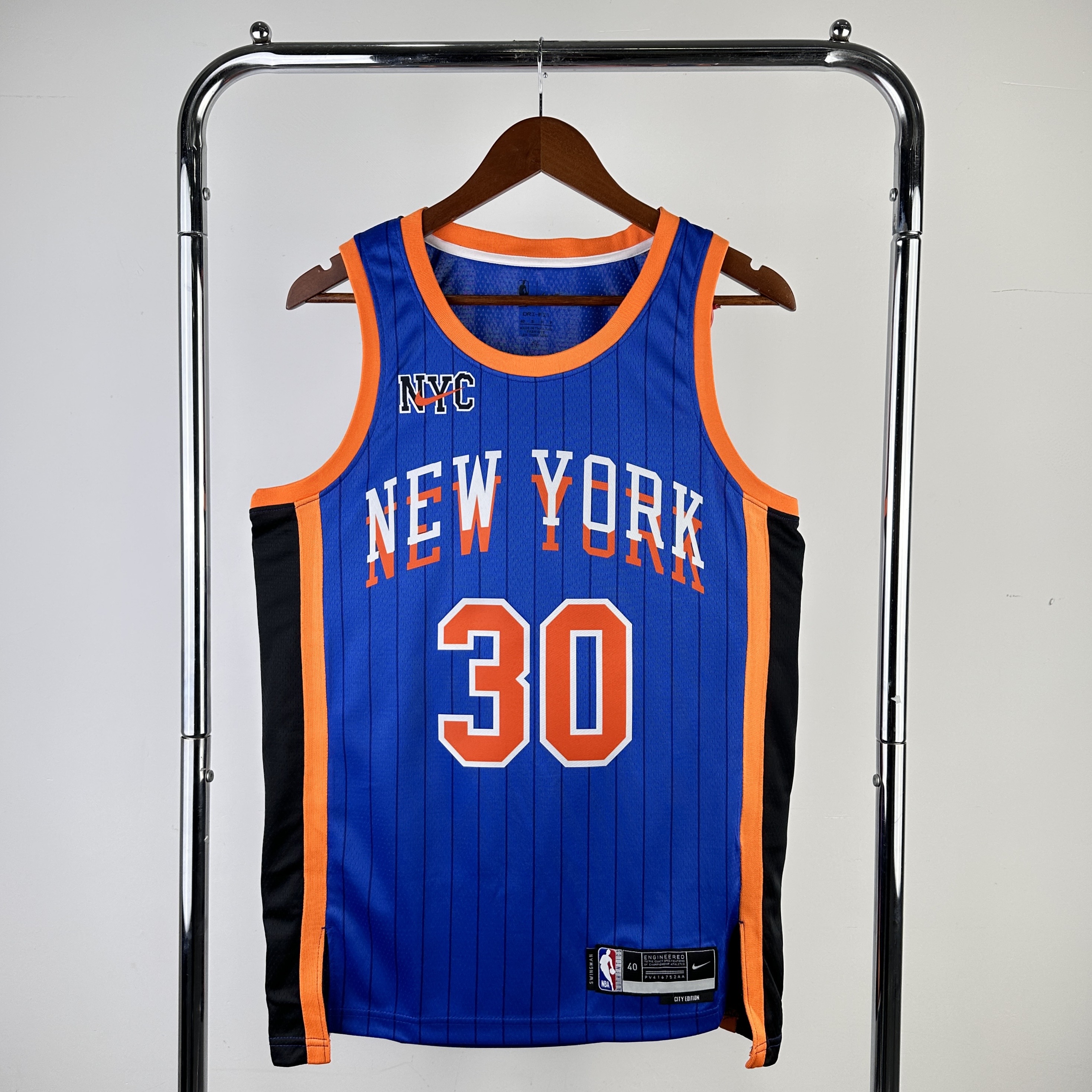 Men New York Knicks #30 Randle Blue City Edition Nike 2024 NBA Jersey